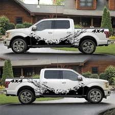  2x Racing Mud Splash Side Door Skirt Stripes Decal Stickers for Sport Race Car 