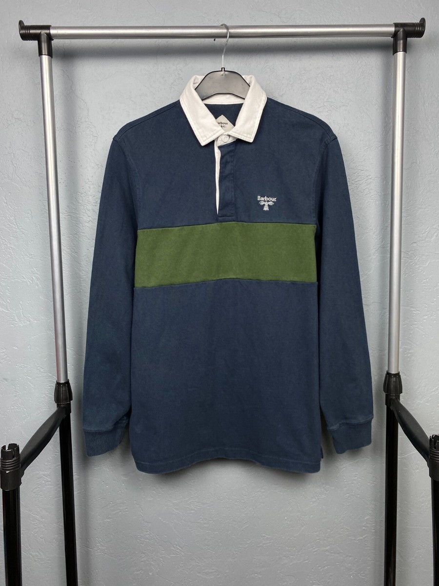 Barbour Vintage Mens Rugby Long Sleeve Polo Shirt Size M