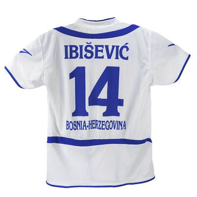 最終価格　CLUB BAGGAGE サッカーシャツ 白青 Bosnia Herzegovina DZEKO IBISEVIC XS Legea Shirt Jersey Football
