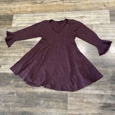 Torrid Fit & Flare Womens Purple Longsleeve Dress Size 2 Fray Sleeve