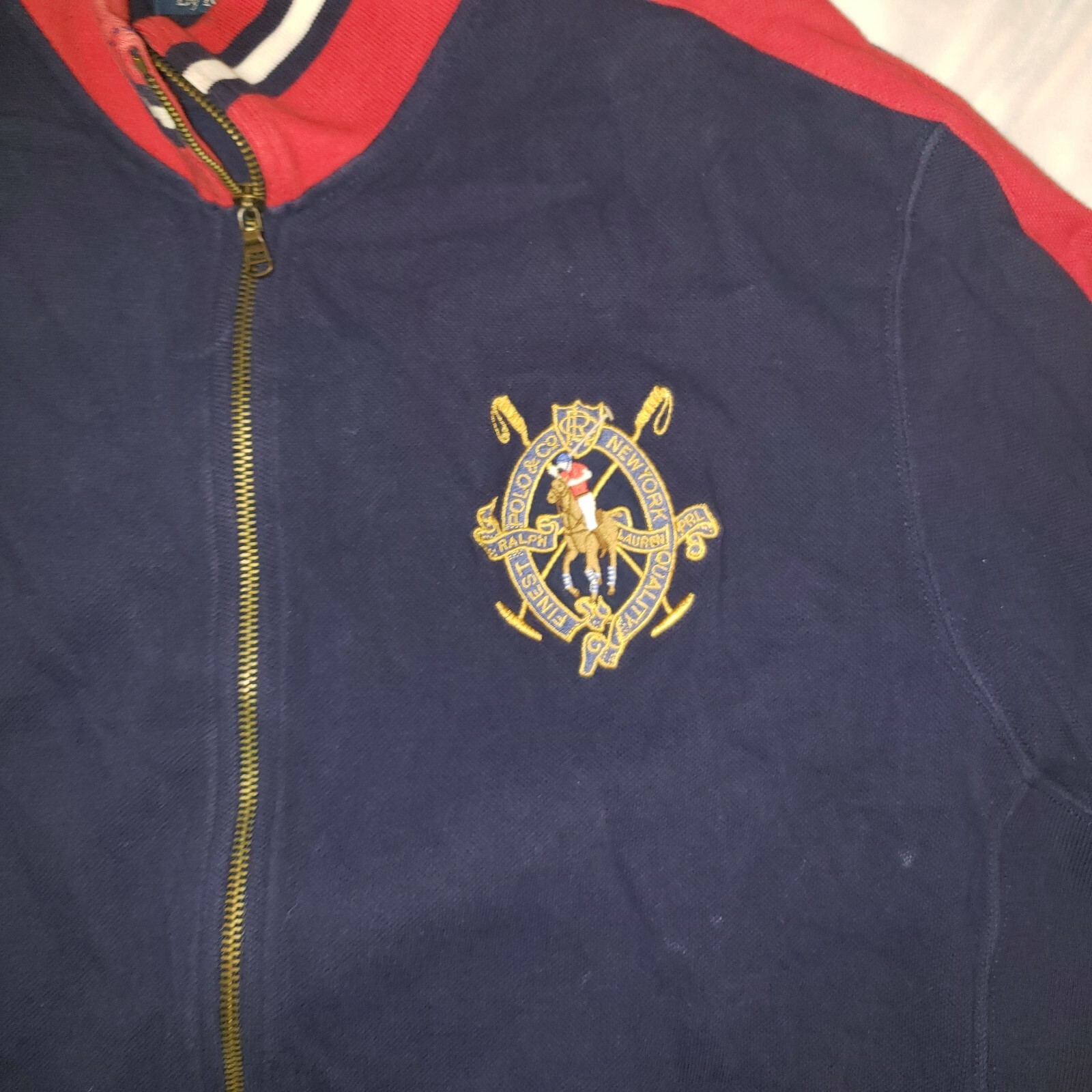 Polo Ralph Lauren Maglione Giacca Uomo Taglia 2XL XXL New York Crest Zip Up Pony