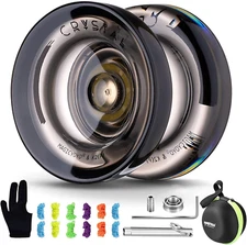 K2 Crystal Black Yoyo Professional, Responsive Yoyo for Kids Beginners with Extr