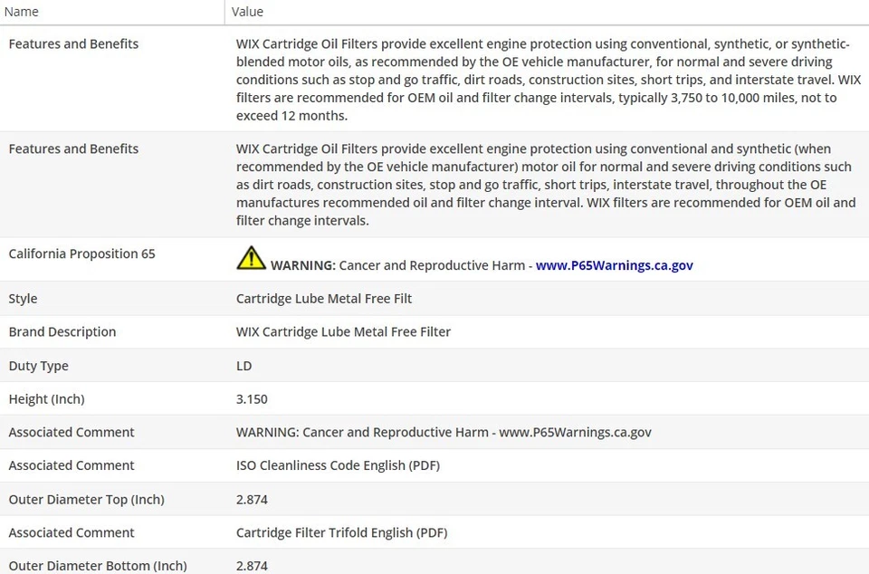 Filtro de óleo do motor fabricante WIX para VOLVO S60 2001-2003 L5-2.0L - Imagem 3 de 4