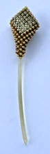 VINTAGE OOAK LUCITE ART DECO 6" HAIR STICK PIN JEWELRY WITH RHINESTONES