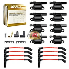 High Performance UF413 Ignition Coil+Spark Plug+Wire For Chevy GMC 5.3L 6.2L V8