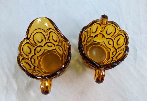 Set of LE Smith Moon and Stars Amber Glass Cream and Sugar Set Vintage - Picture 5 of 5