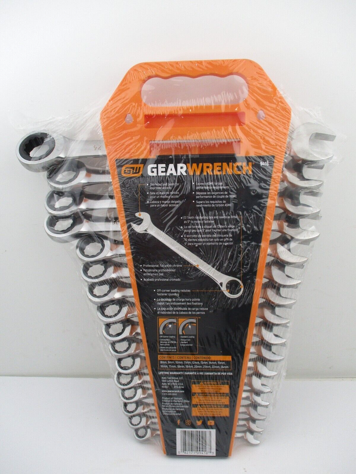 GEARWRENCH 16 Piece Metric Ratcheting Wrench Set, 824mm, 12 Point w