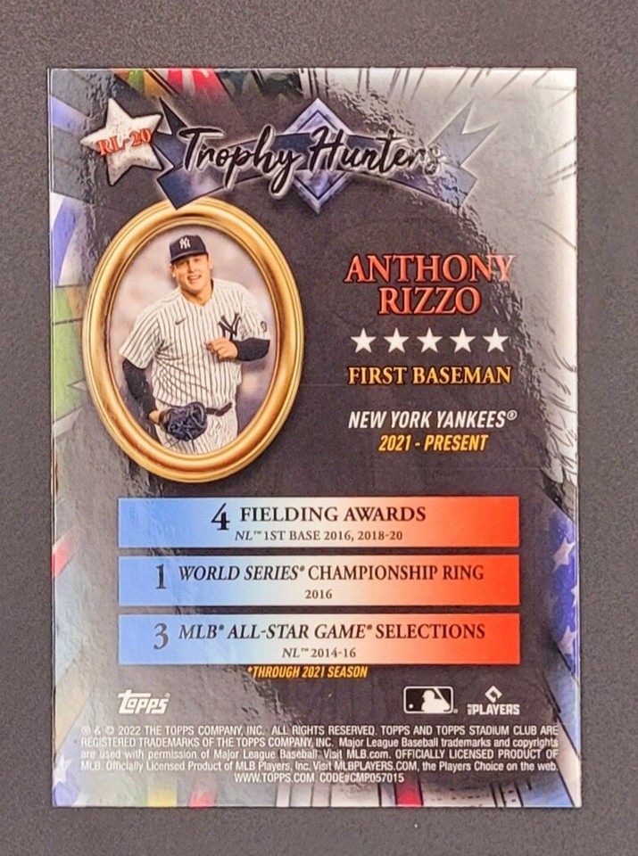 2022 Topps Stadium Club Chrome Trophy Hunters Anthony Rizzo #RL-20 | eBay