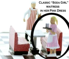 SODA GIRL, Car Hop, Waitress DIner / Restrauant S / Sn3 scale Finished Figure