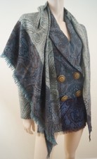 Gianfranco Ferre Greens Blues Wool / Cashmere Paisley Print Jacket & Scarf Sz:42