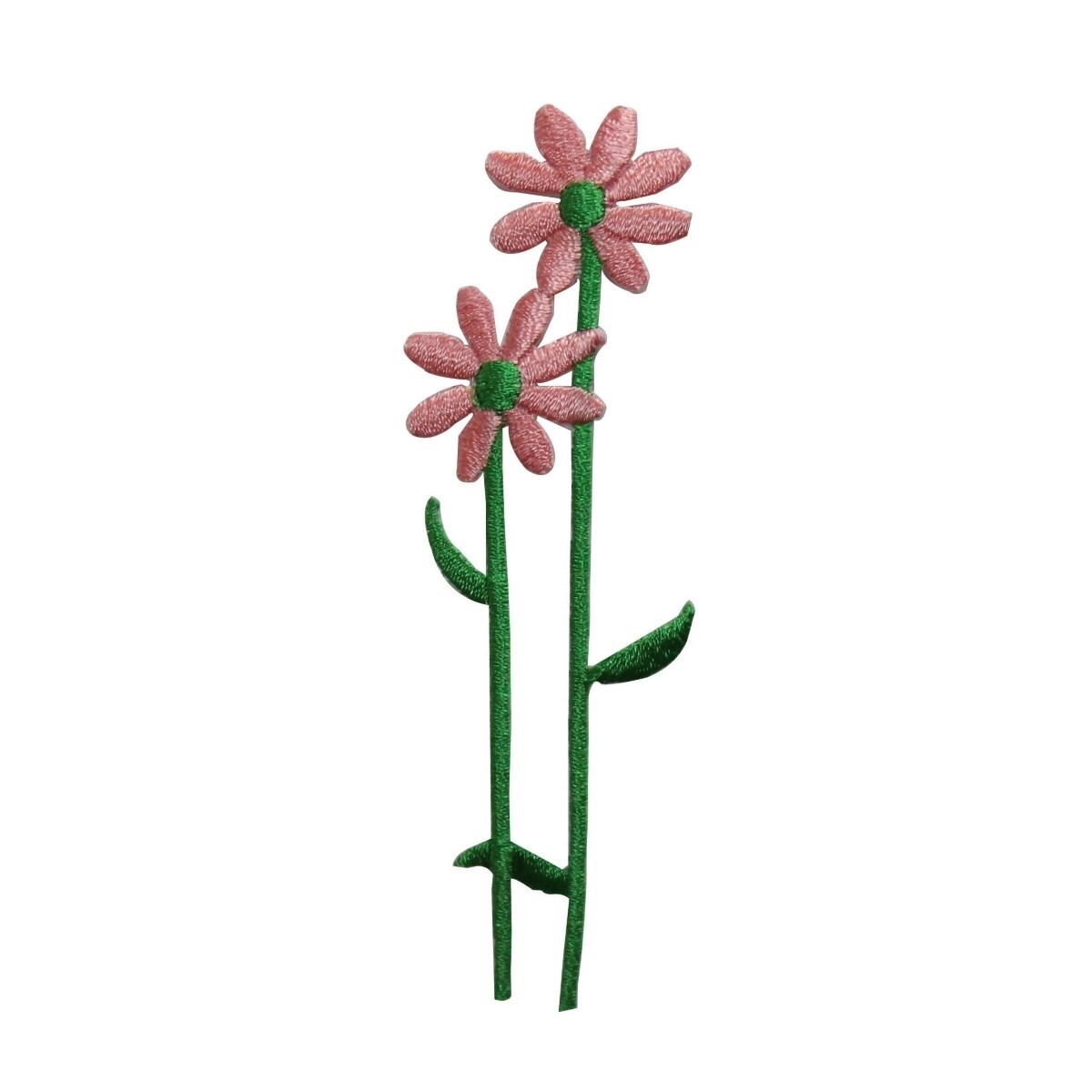 ID 6202 Pair of Pink Flower Patch Spring Garden Embroidered Iron