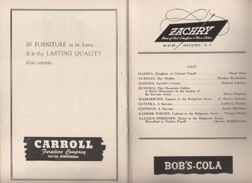 Atlanta Civic Opera Company 1945 Program "The Chocolate Soldier" Erlanger - Picture 2 of 5