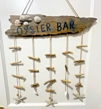 Driftwood Wind Chime Seashell Wall Art Coastal Beach Ocean Nautical Handcrafted