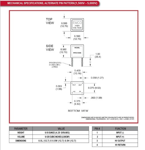 EMCO Q20-5RS PMT Fotomultiplicador Pequeña HVPS Fuente de Alimentación Alto Voltaje 0 a 2000V - Imagen 11 de 12