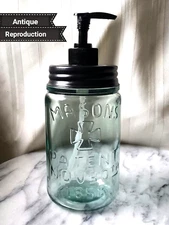 Mason Jar Soap Pump Dispenser Rust Proof  Antique Reproduction Green Patent 1858