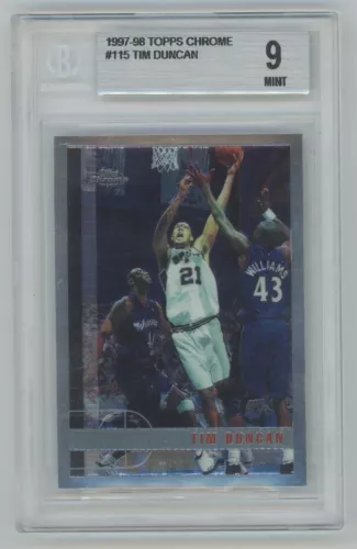 Tim Duncan 1997-98 Topps Chrome Basketball #115 Rookie Spurs HOF RC BGS 9