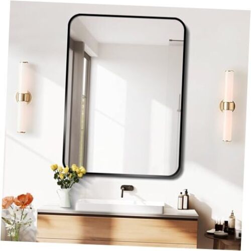Black Bathroom Mirror for Over Sink Vanity 22X30 Inch Mirrors with Metal