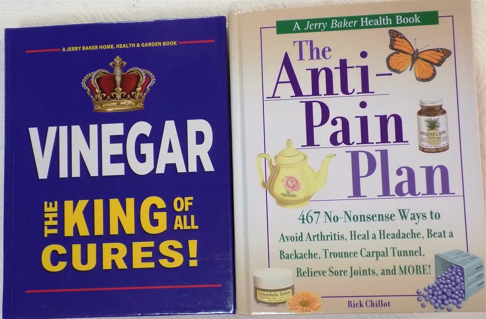 Lot of 2 Jerry Baker! Vinegar The King of All Cures! and The AntiPain