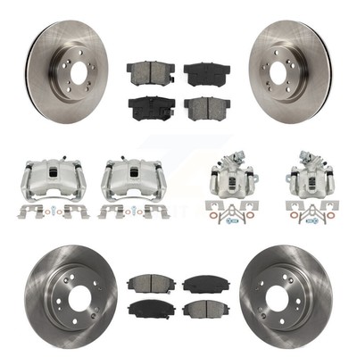 Brake Caliper Rotor Semi-Metallic Pad Front Rear Kit (10Pc) For Acura CSX Type-S
