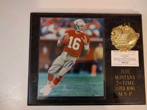 JOE MONTANA  49ERS HALL OF FAMER 8 X 10 AUTOGRAPHED PLAQUE