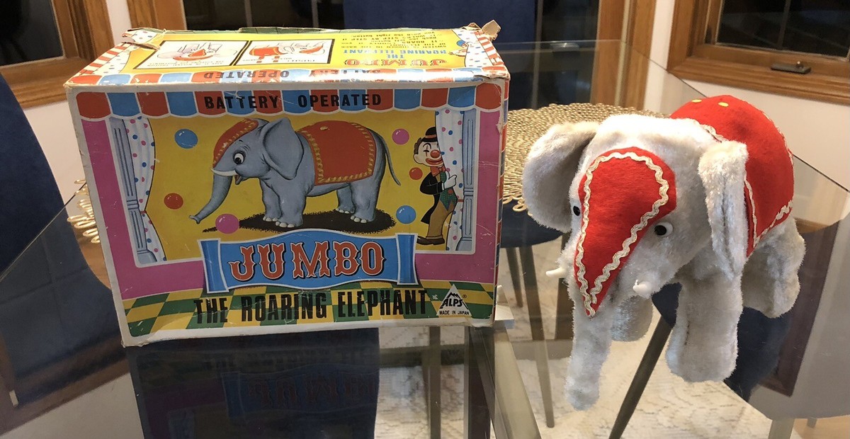 VINTAGE 1950'S JUMBO WIND UP ELEPHANT BOXED MADE IN JAPAN