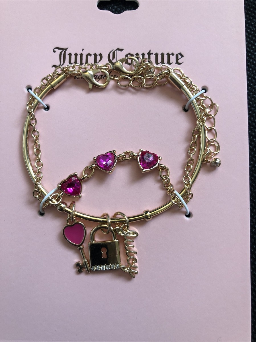Juicy Couture Gold Tone 2:1 Set With Bangle Charm Bracelet