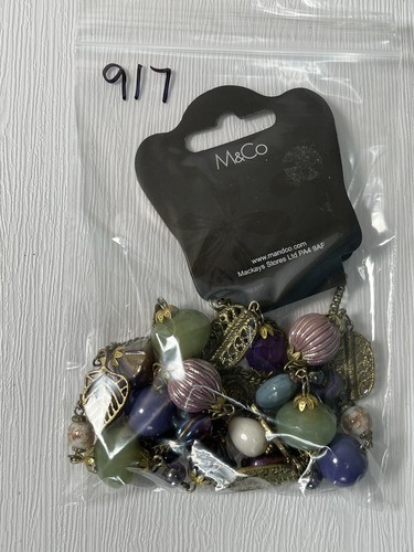 M&Co BNWT Long Mixed Multi Coloured Glass Bead & Charm Chain Necklace 917 - Picture 20 of 20