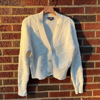 Belle by Belldini White Plush Button Cardigan