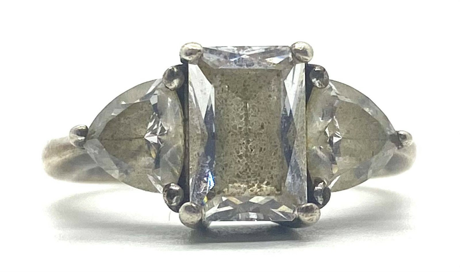 Classic Simple CZ White Silver Statement Ring Siz… - image 1