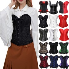 Plus Size Women Sexy Overbust Boned Corset Top Burlesque Basque Lace Up Costume
