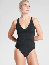 Athleta D-DD Plunge Tankini Top-Black-NWT- S