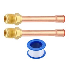 2Pcs 3/8 SAE Male Thread x 3/8" OD Flare Connector with Copper Tube