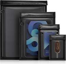 Faraday Bags for Phones - 4 Pack Pouch Bags, Large, Black