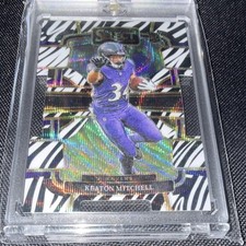 2023 Panini Select Zebra Prizm Die-Cut Rookie Keaton Mitchell #10 Ravens NFL