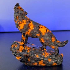 3.4'' Natural Yooperlite Quartz Crystal Carved Wolf skull reiki healing gift 1pc