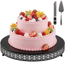 Wenqik Black Cake Stand 16 Inch Metal Round Cupcake Dessert Wedding Cake Stan...