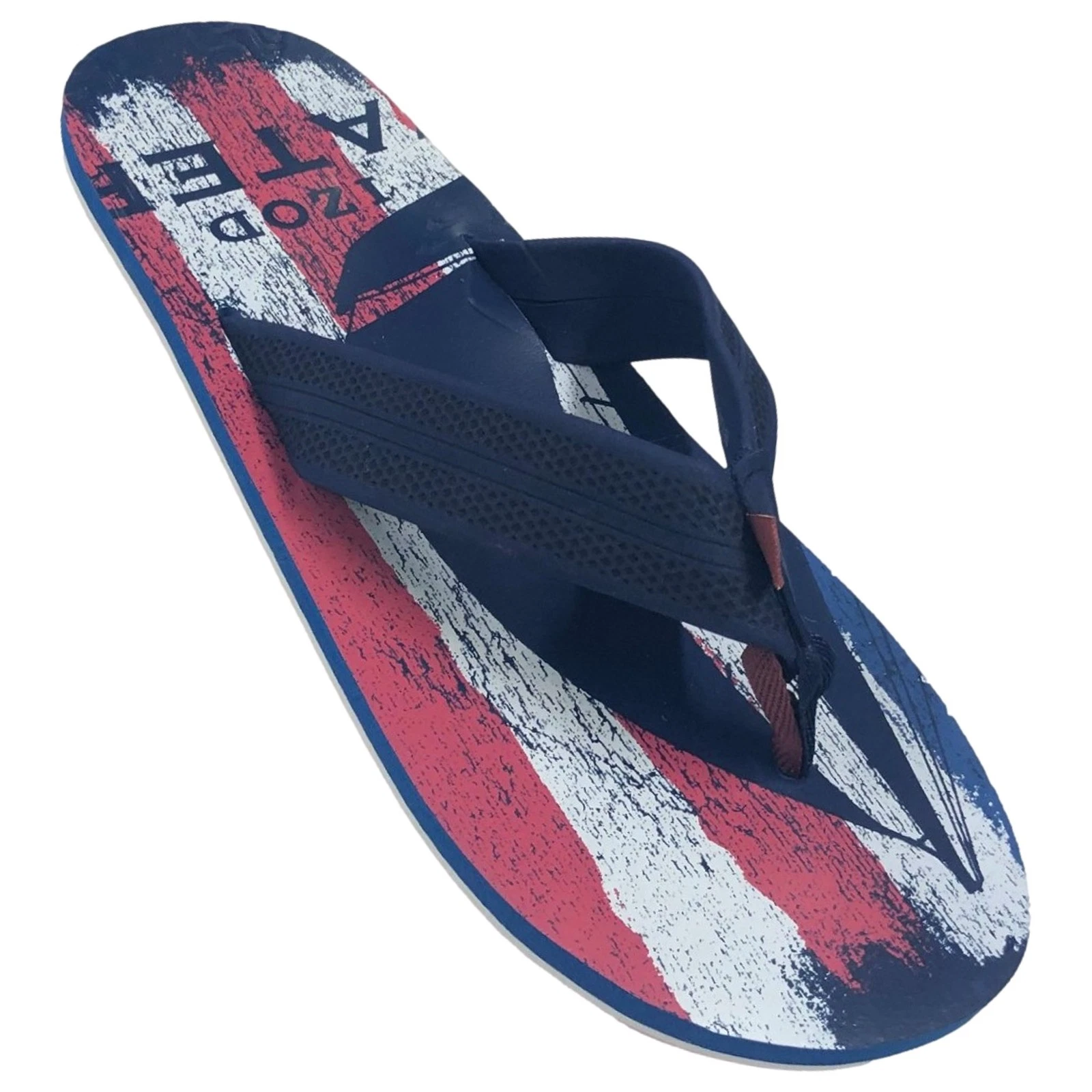Izod Mens Patriotic Flip Flops Red White & Blue Flag Print Sandals