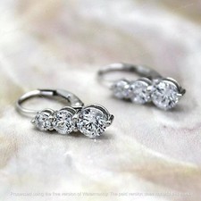 14K White Gold Plated 2Ct Round Cut Diamond Lab Created Drop & Dangle Earrings