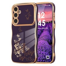 Cute Dark Purple TPU Case for Samsung Galaxy S23 FE, Butterfly  Wave Design