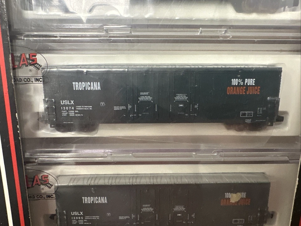 Atlas N Scale #5850 Evans Box Car 3-Pack - TROPICANA /USLX  Special Edition NOS! - Image 3 of 4