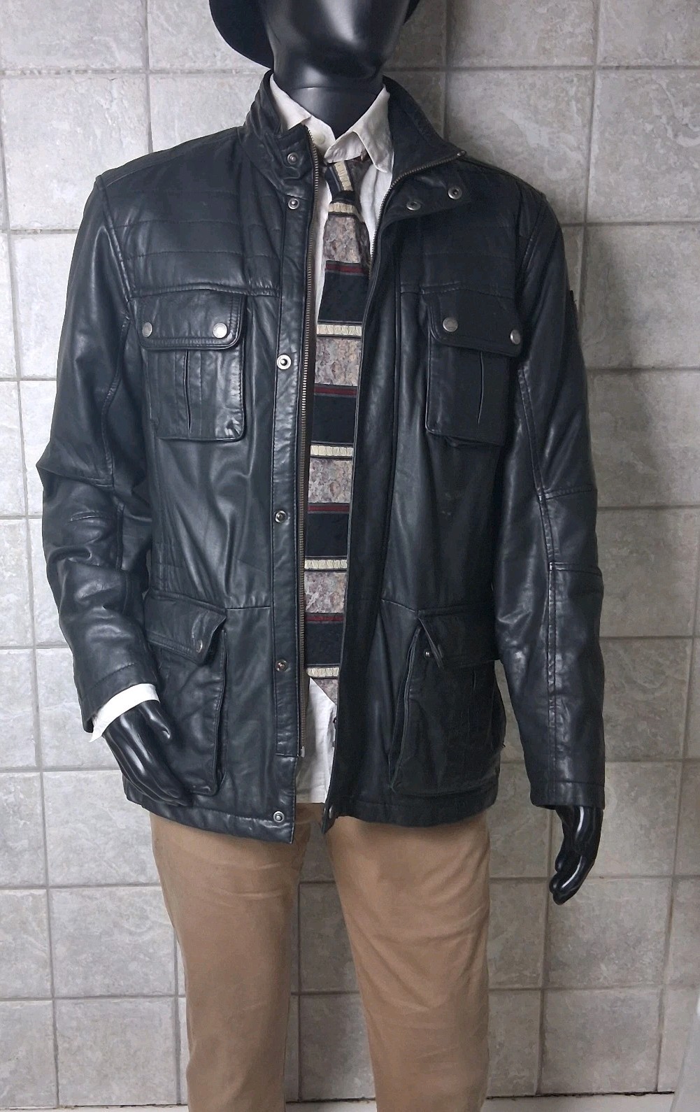 Milestone Mens Black Full Zip 100% Lamb Leather B… - image 1