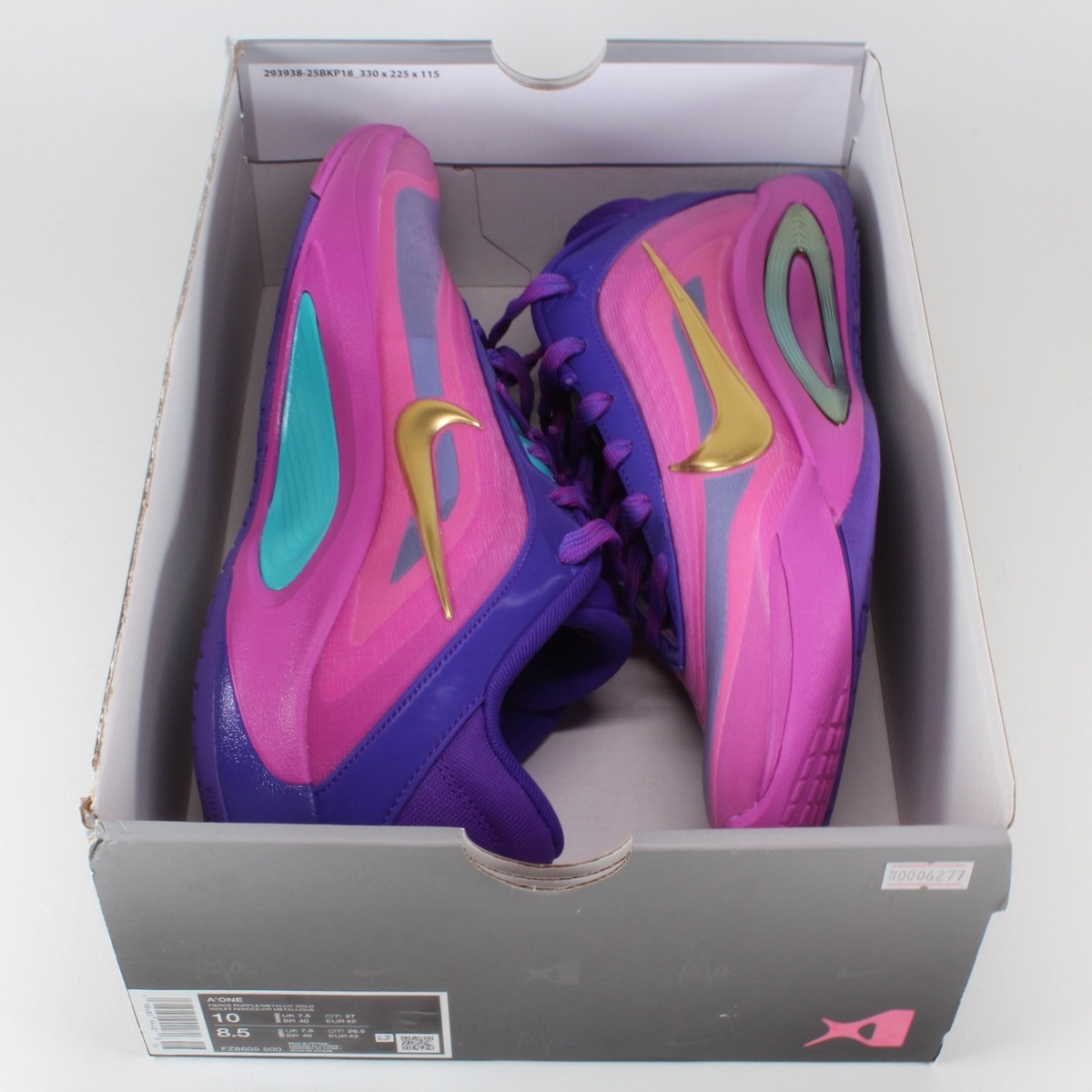 Nike A'One A'ja Wilson Purple Gold FZ8605-500 Women's Size 10