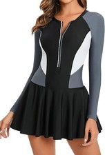 Women Rash Guard  Swim Dress Swimming Costume  Long Sleeve