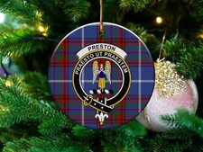 Preston Clan Scottish Tartan Crest Ceramic Ornament