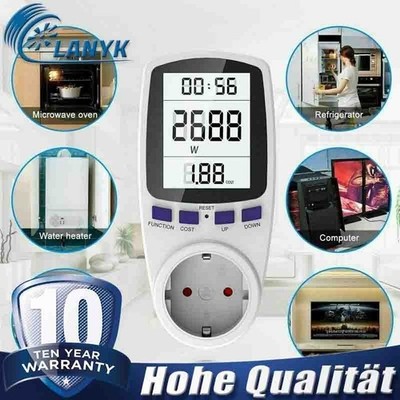250V Leistungsmesser LCD Display Stromkostenmessgerät Steckdose AC Stromzähler