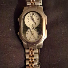 Philip Stein Signature Quartz Dual Dial Tonneau Watch White Dial Two-Tone