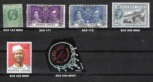Sierra Leone Stamps: SC# 103, 171, 172, 200, C54, 434; Absolutely NO FAULTS!