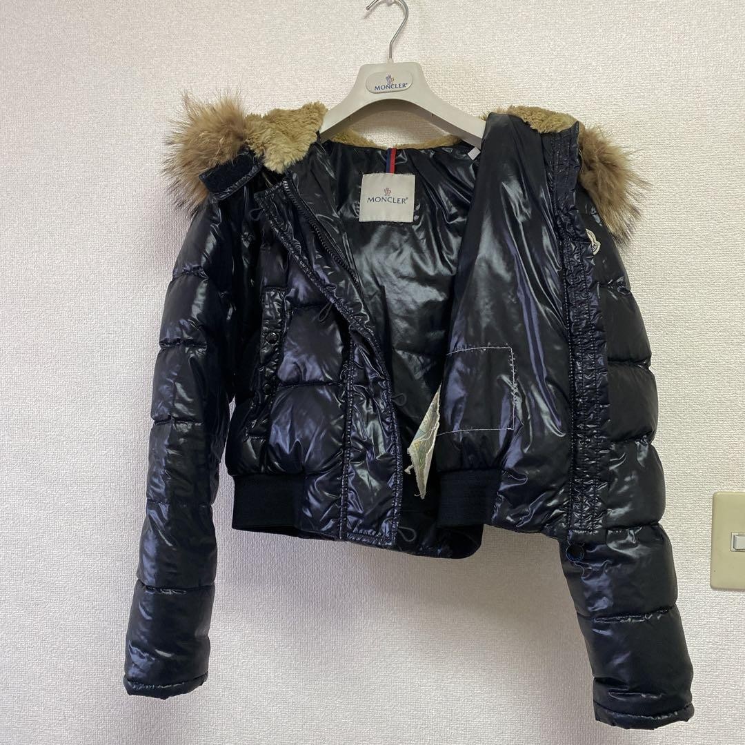 Moncler Black S Size Down Jacket With Fur Hood