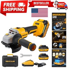 Cordless Angle Grinder 4.5 to 5-Inch Brushless Tool with 2 Batteries & Charger