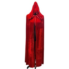 Red Velvet Hooded Cape Cloak Adult One Size Halloween Costume Gothic Vampire
